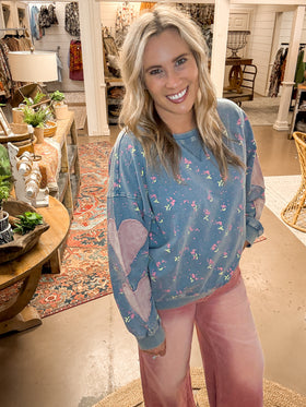 HEART ON MY SLEEVE PULLOVER, WASHED DENIM