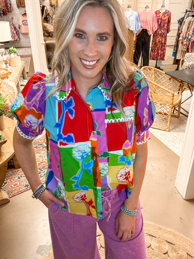 MODERN FLORAL PRINT BLOUSE