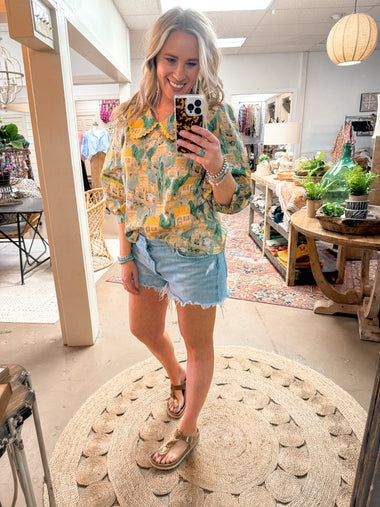 YELLOW MIX PRINTED BLOUSE