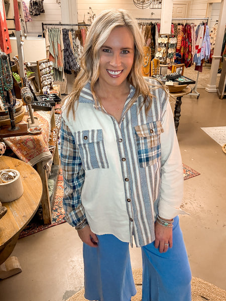 PLAID, STRIPES & STARS BUTTON DOWN