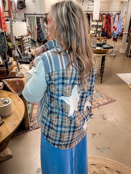 PLAID, STRIPES & STARS BUTTON DOWN