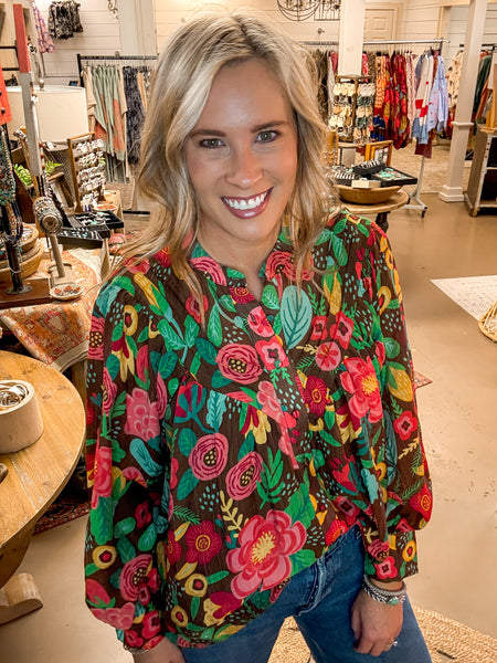 MOCHA BLOOM BLOUSE