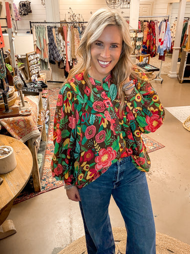 MOCHA BLOOM BLOUSE