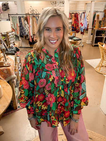 MOCHA BLOOM BLOUSE