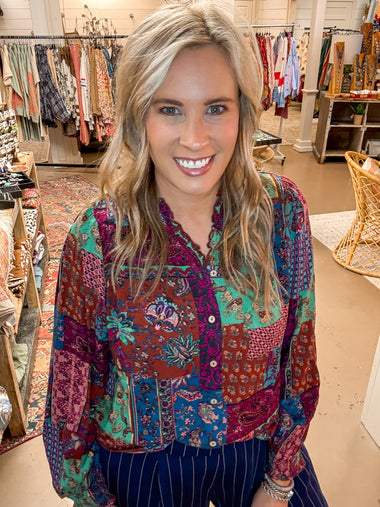 PENNY PATCHWORK PRINTED TOP