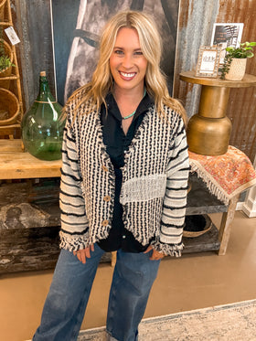 TEXTURED CARDIGAN, NATURAL