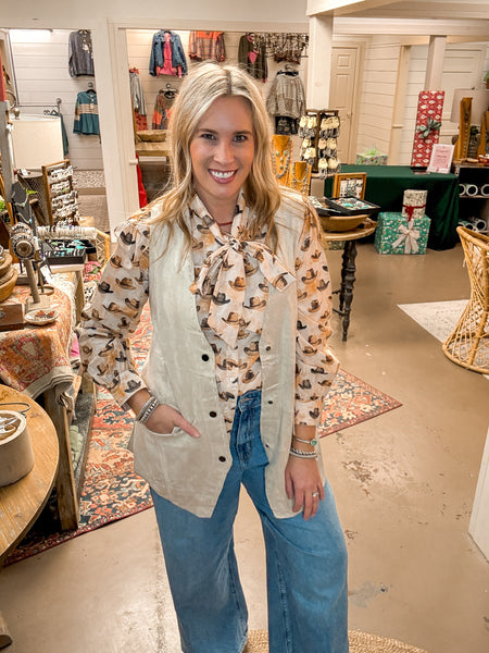 WESTERN RIDER SUEDE VEST, CREAM