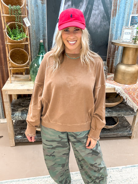 LAZY DAYS SWEATSHIRT TOP, BROWN