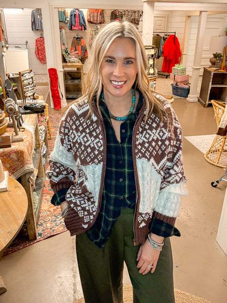 VICKI VINTAGE INSPIRED ZIP UP CARDIGAN