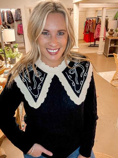 BECKY BOW DETAILED COLLARED SWEATER