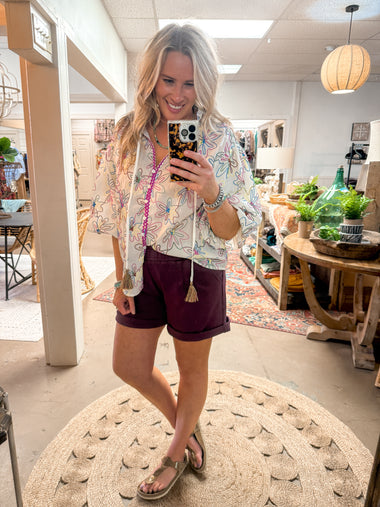 LUCY LUXEKNIT SHORTS, PLUM