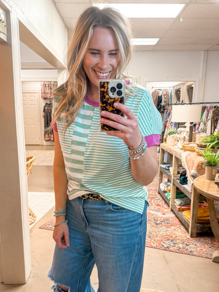 DARK MINT STRIPE TEE