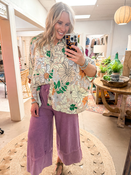 TAKE ME TO THE TROPICS BLOUSE, LATTE MULTI