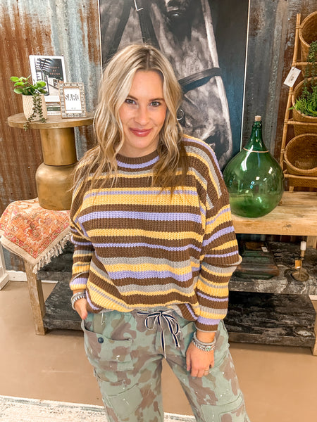 SELENE STRIPE SWEATER, YELLOW MOCHA