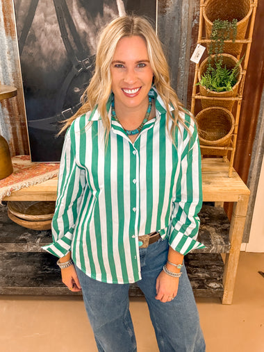THE STRIPE BUTTON DOWN, GREEN