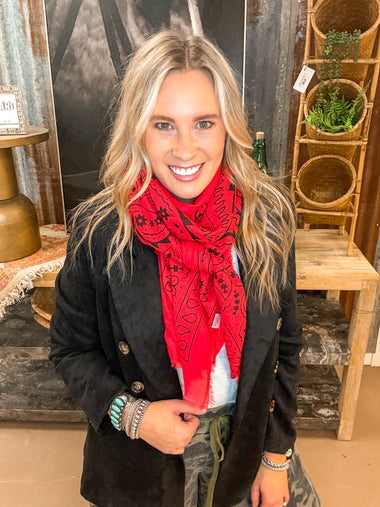 COTTON BANDANA SCARF, RED