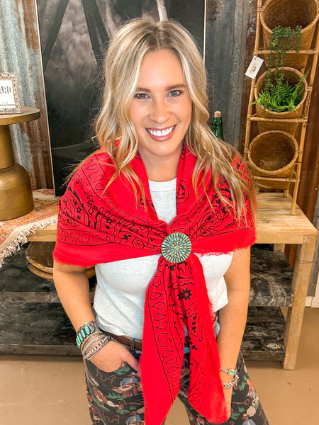 COTTON BANDANA SCARF, RED