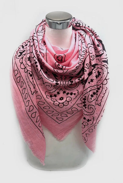 COTTON BANDANA SCARF, LIGHT PINK