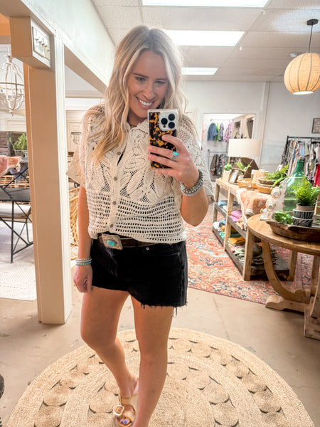 CROCHET BUTTON FRONT TOP