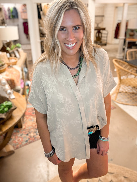 FLORAL BURNOUT BLOUSE, TAUPE