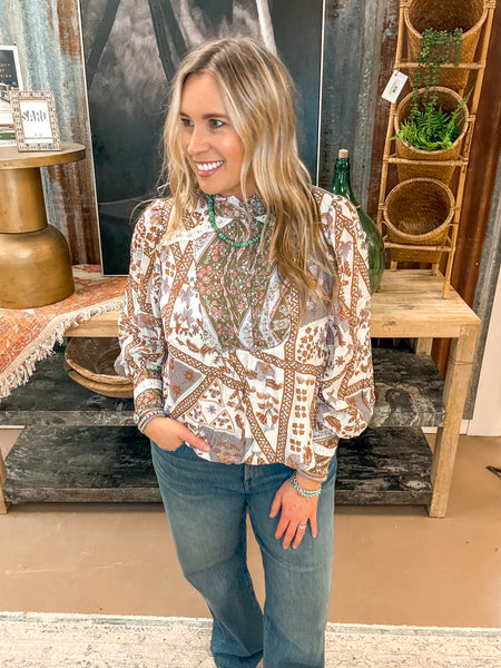 MOCHA PRINT MULTI BLOUSE
