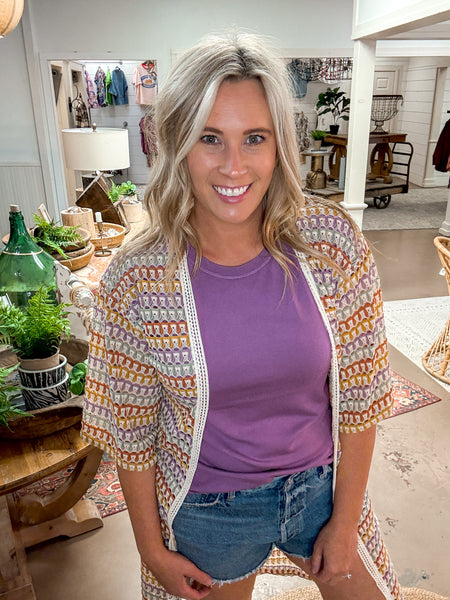 COLORFUL GEOMETRIC CROCHET DUSTER