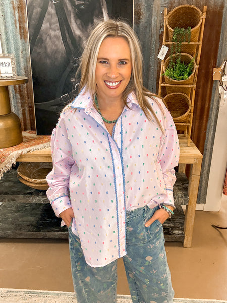 CANDY DOT BUTTON DOWN, PINK