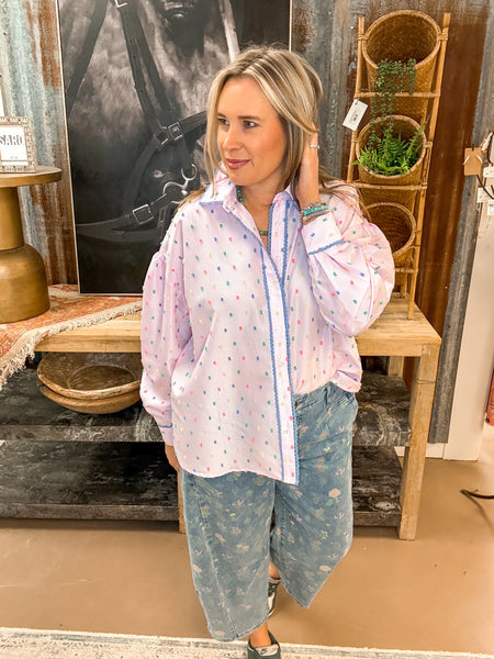 CANDY DOT BUTTON DOWN, PINK