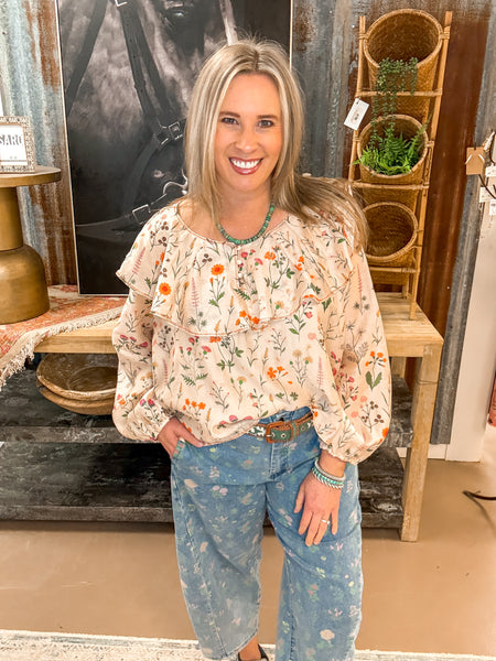 FLORAL PRINT POLY CREPE BLOUSE