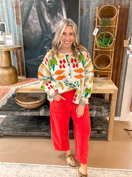 MADDIE MINERAL WASH BARREL PANTS, MINERAL RED