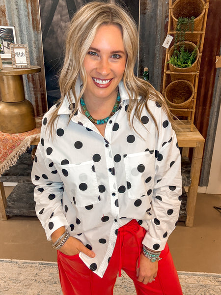 POLKA DOT BUTTON DOWN