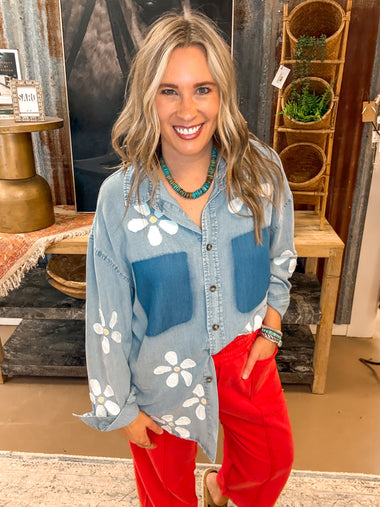 DAISY DENIM BUTTON DOWN, DENIM