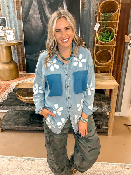 DAISY DENIM BUTTON DOWN, DENIM