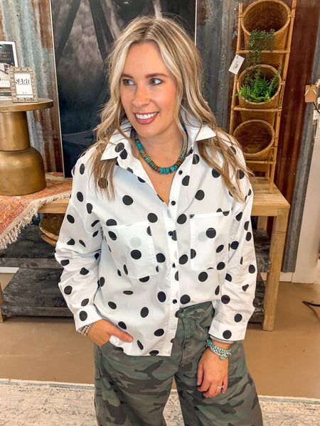POLKA DOT BUTTON DOWN