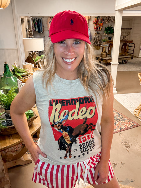 RED RODEO GRAPHIC TANK, CAMEL