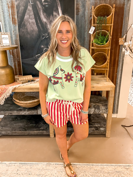 STRIPE TWILL SHORTS, RED