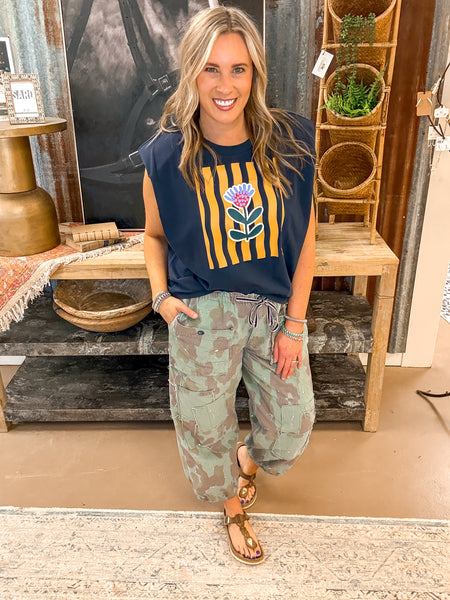 BLOOM GRAPHIC TANK, NAVY