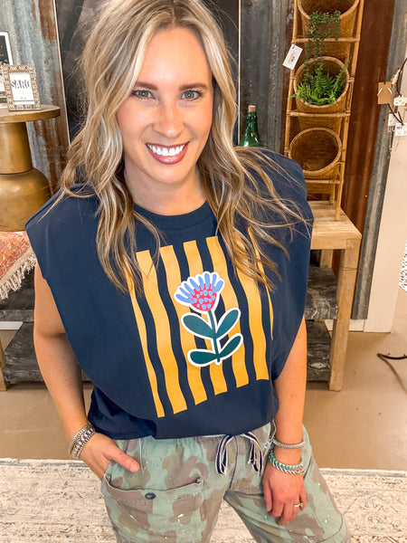 BLOOM GRAPHIC TANK, NAVY