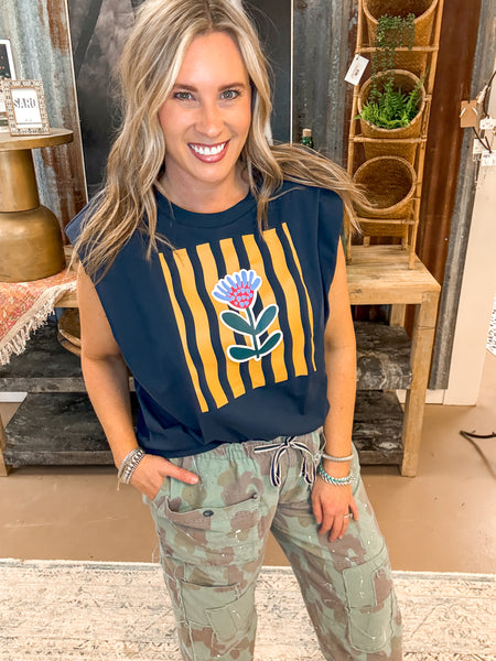 BLOOM GRAPHIC TANK, NAVY