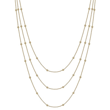 TRIPLE LAYERED GOLD THIN DOT CHAIN NECKLACE, GOLD