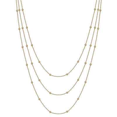 TRIPLE LAYERED GOLD THIN DOT CHAIN NECKLACE, GOLD