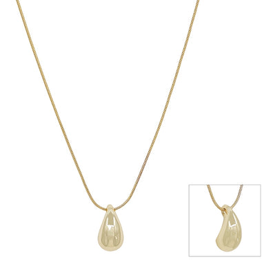 GOLD .75" TEARDROP PENDANT ON CORD NECKLACE