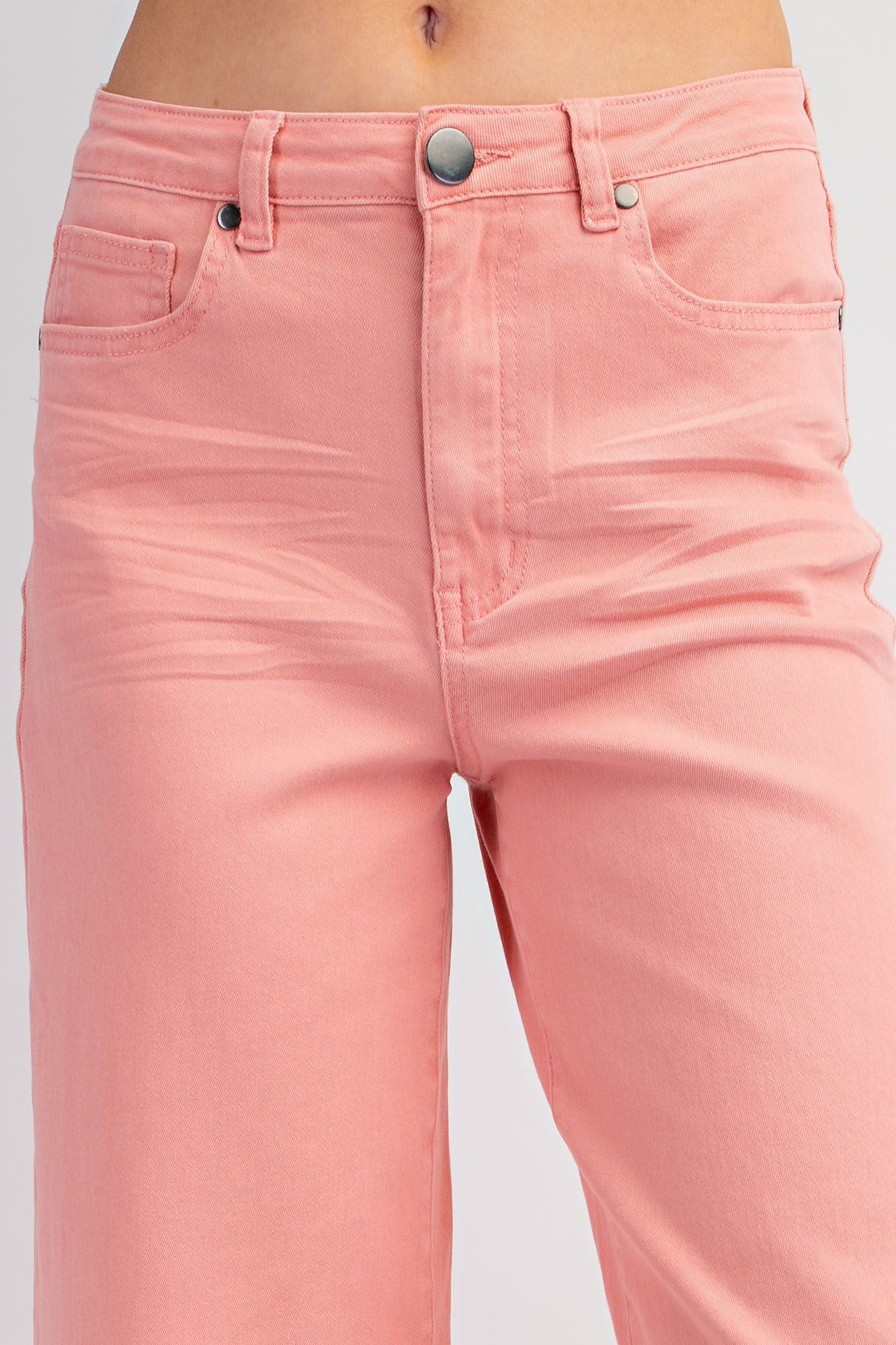 Wide-leg Twill Pants - Pink - Ladies