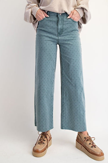 POLKA DOT PANTS, TEAL GREEN