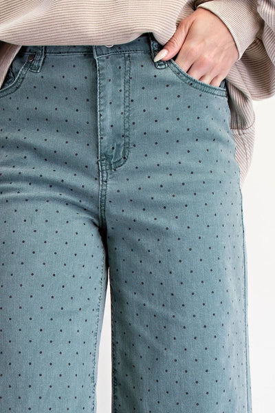 POLKA DOT PANTS, TEAL GREEN