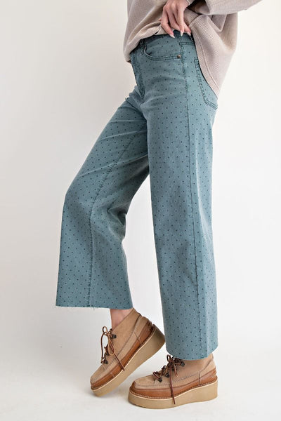 POLKA DOT PANTS, TEAL GREEN