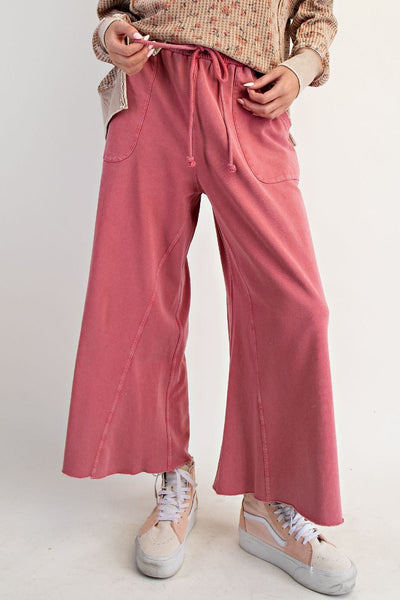 WASHED TERRY SWEATPANTS, BOHO RED
