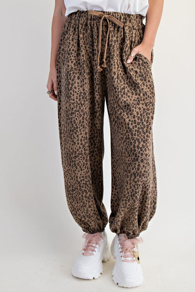LEOPARD JOGGERS, MOCHA