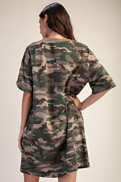 CAMO WASHED T-SHIRT DRESS