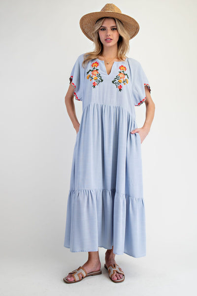 EVE EMBROIDERED MAXI DRESS
